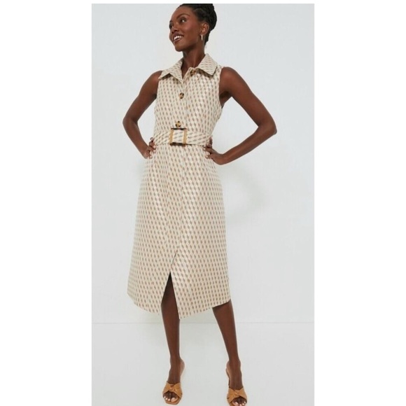 Tuckernuck Ocean Spray Cheyenne Dress Size XXL NWT Geo Print Belted Midi - Picture 1 of 16